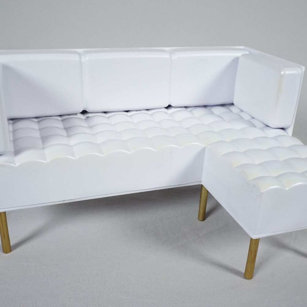 Rainbow High Doll House or Barbie White Sofa L Shaped Couch Replacement